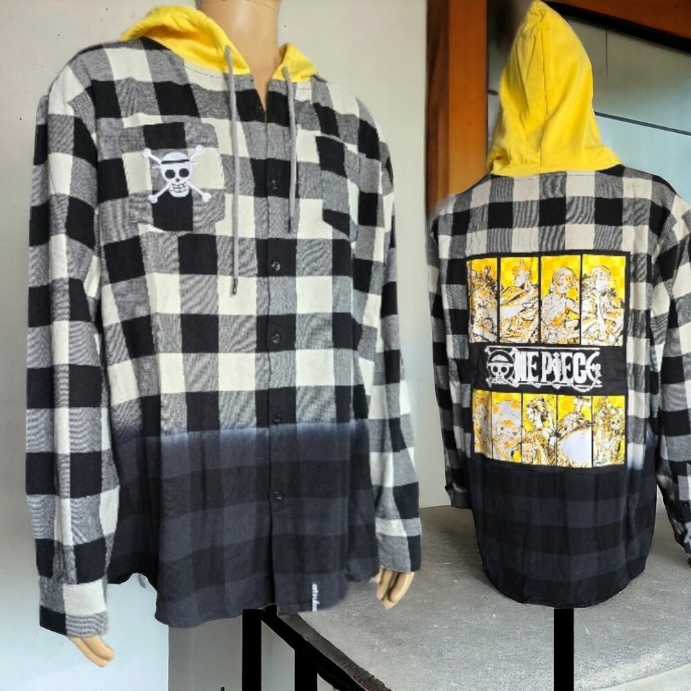 NWT ATSUKO (XL) Long Sleeve Flannel Button Down Hoodie